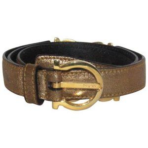 Salvatore Ferragamo Gold Leather Gancini Belt